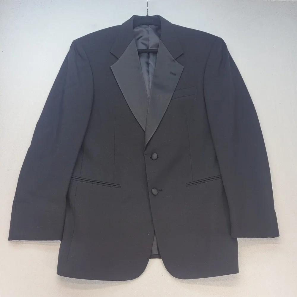 Monsieur by Givenchy Vintage Blazer Mens 37 Short Black Wool Rachard 2 Button